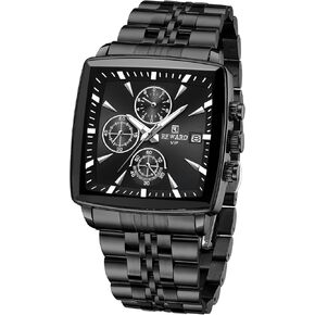 REWARD Quartz Mens Watch Classic Square Watches Man Waterproof Luminous Stainless Business Mens Wristwatch Black
