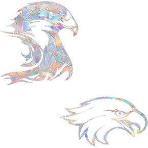 Eagle Window Clings, Bird Strike Window Decals - Anti-Collision Prism Non Adhesive Vinyl Window Stickers - Protect and Save Birds from Hitting Windows - Rainbow Effect, JD-YING2-6