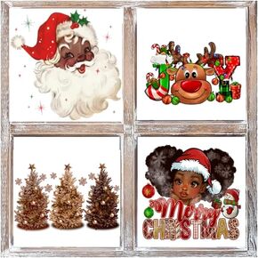Black Santa Christmas Window Clings,African American Christmas Window Stickers,Black Santa Window Decorations for Home,Black Santa Window Decor for Home School Party Decor,Black People Christmas Decor