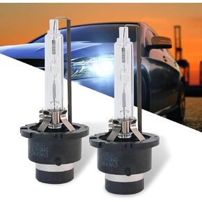 QODOLSI 2 PCS Car Bulb, D2S 6000K Super Bright Spotlight 35W, Plug and Play High Beam and Low Beam Original Replacement, Universal for Most Car Lighting Accessories (Silver)