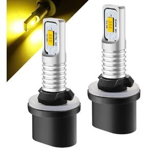 DC/AC 9-36V 899 880 LED Fog Light Bulb,Amber 3000K 7W 1600LM 2 x 3570 Chips 892 893 884 885 LED Fog Light Bulb for Cars,Trucks,SUVs.(2-Pack).