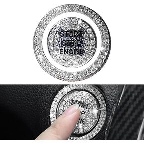 Pack-2 Car Bling Crystal Rhinestone Engine Start Button Decals, Push Start Button Cover Sticker, Cute Bling Car Accessories, Sparkling Car Interior Accessories for Women (Multicolor) in Saudi Arabia