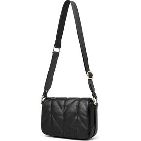 DORIS&JACKY Leather Quilted Crossbody Bags For Women Soft Lambskin Flap Purse With Wide Strap