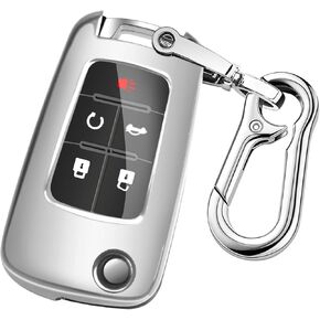 QBUC for Chevy Key Fob Cover With Keychain for Chevrolet Malibu Cruze Camaro Volt Equinox Sonic Impala Buick Regal Encore