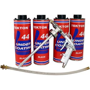 Tekton 44 Sprayable Undercoating, Durable, Fast-Drying Rust Protection for Vehicle Undercarriage & Chassis (4 Liter Cans + 1 Spray Gun + 1 Spray Wand)