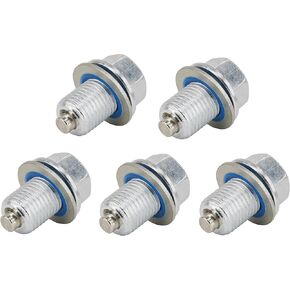 5 Pcs M14x1.5mm Magnetic Oil Drain Plug with 5 Pcs Gaskets fit for Ford,Chrysler, Dodge, Jeep, Ram Replace 090-115,090-161,653116US