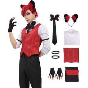 DAZCOS Alastor Cosplay Alastor Waiter Costume with Vest Shirt Pants Full Set Uniform Outfits for Men Halloween