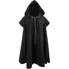 UQJE Mens Renaissance Hooded Cloak Vintage Medieval Cape Cloak Adult Halloween Costume
