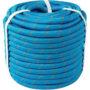 15-224 Double Braided Arborist Rope 0.55in. x 50ft. 8400 Lbs Breaking Strength Static Rope for Tree Work, Camping, Halyard, Swing, Sailing, Blue
