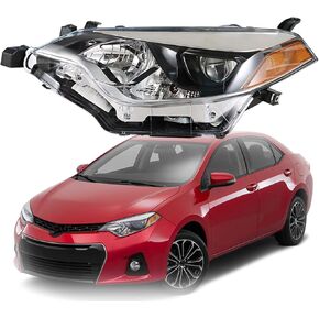 munirater 8115002E60 Black Left Front Headlight Light Lamp with Built in LED Replacement for 2014 2015 2016 Corolla 4-Door Sedan