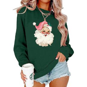 LLHXRUI Christmas Santa Sweatshirts for Women Retro Santa Xmas Holiday Shirt Santa Claus Merry Christmas Pullovers Tops in Kuwait