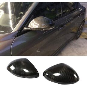 MCARCAR KIT Carbon Fiber Mirror Cover Caps Fit for Alfa Romeo Giulia Sedan 2015-2020 Add-on Factory Outlet CF Side Rearview Mirror Caps Car Exterior Outside Shell