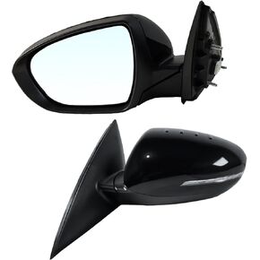 Left Driver Side Mirror Assembly Fits 2011 2012 2013 KIA Optima with Power Glass Manual Folding Turn Signal Match Black Replace KI1320152(5Pins)