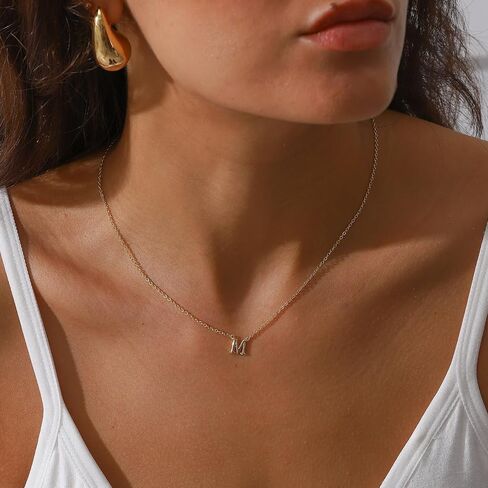 Initial Necklaces for Women, Dainty Gold Letter Necklace Tiny Initial Choker Necklace Trendy Cute Personalized Monogram Name Necklace Gold Jewelry for Women Gift in Saudi Arabia