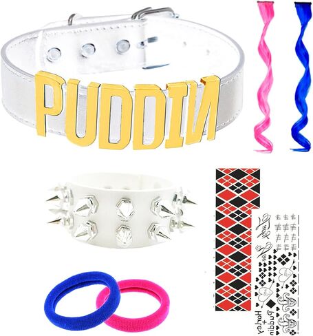 LAKIYOYO Puddin Choker Necklace Bracelet for Women Leather Choker Necklace for Women Halloween Cosplay Costume Jewelry Set in Kuwait