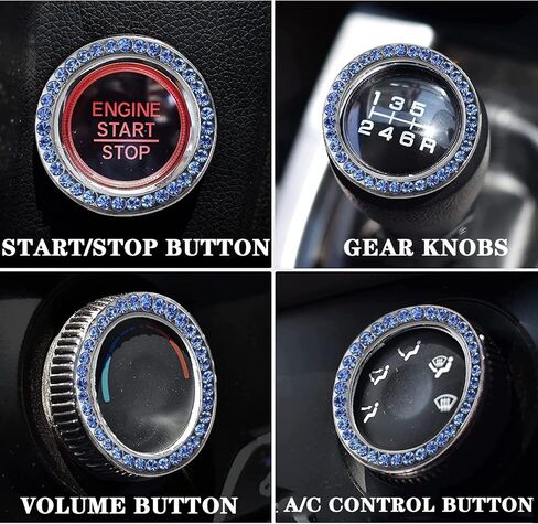 ZHYYQL 2 Pieces Bling Car Coasters with 1 Push Start Button Ignition Starter Ring, Universal Silicone Auto Cup Holder Coaster, 2.75inch Surface Full Crystal Rhinestone Insert Pads for Women(Red)… in Saudi Arabia