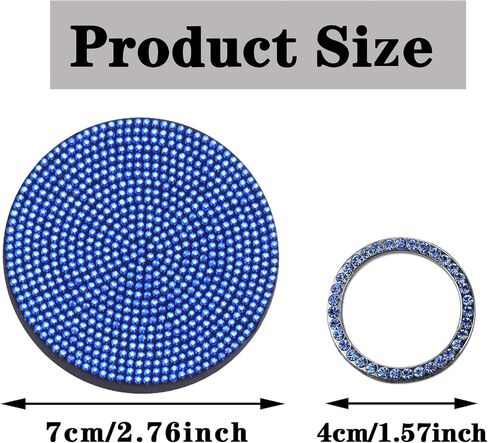 ZHYYQL 2 Pieces Bling Car Coasters with 1 Push Start Button Ignition Starter Ring, Universal Silicone Auto Cup Holder Coaster, 2.75inch Surface Full Crystal Rhinestone Insert Pads for Women(Red)… in Saudi Arabia
