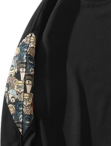الرجال Crewneck المطرزة البلوز خليط تجريب بلوزات خمر فضفاض البلوز قميص قمم in Saudi Arabia