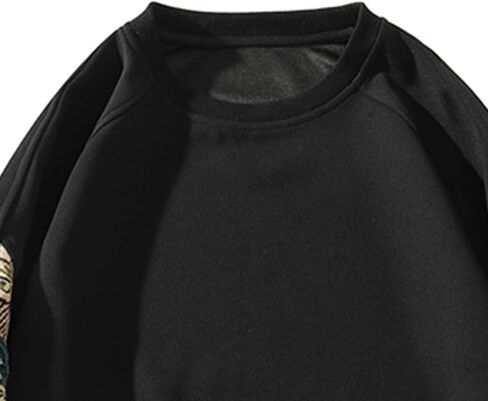 الرجال Crewneck المطرزة البلوز خليط تجريب بلوزات خمر فضفاض البلوز قميص قمم in Saudi Arabia