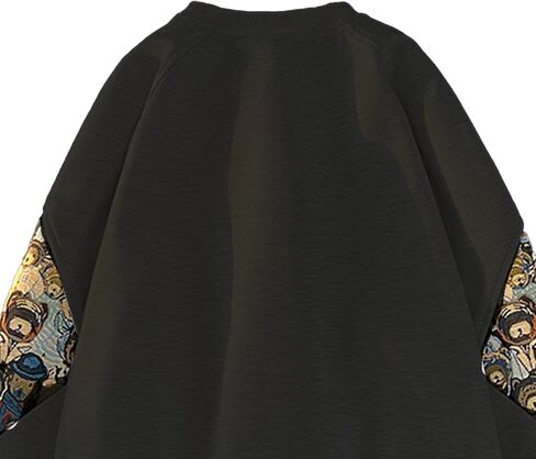 الرجال Crewneck المطرزة البلوز خليط تجريب بلوزات خمر فضفاض البلوز قميص قمم in Saudi Arabia