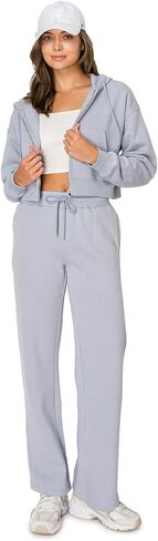 Cali1850 Women's Cloud Nine Fleece Wide Sweatpants – High-Rise Relaxed Boyfriend, Wide Leg, Elastic Drawstring Waistband in Saudi Arabia