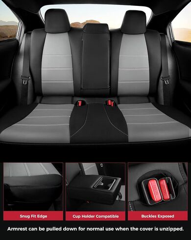 FREESOO for Toyota Corolla Cross Seat Covers L LE XLE 2022 2023 2024, Custom Car Seat Covers Full Set, Luxury Leather Seat Covers for SUV, Waterproof Car Seat Cover, Black Gray Not for Hybrid in Kuwait