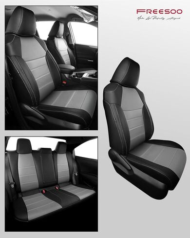 FREESOO for Toyota Corolla Cross Seat Covers L LE XLE 2022 2023 2024, Custom Car Seat Covers Full Set, Luxury Leather Seat Covers for SUV, Waterproof Car Seat Cover, Black Gray Not for Hybrid in Kuwait