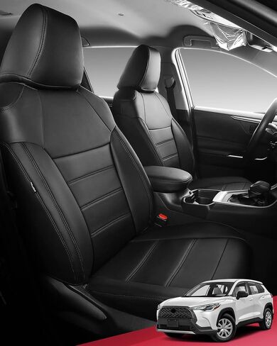 FREESOO for Toyota Corolla Cross Seat Covers L LE XLE 2022 2023 2024, Custom Car Seat Covers Full Set, Luxury Leather Seat Covers for SUV, Waterproof Car Seat Cover, Black Gray Not for Hybrid in Kuwait