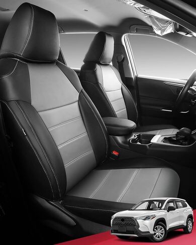 FREESOO for Toyota Corolla Cross Seat Covers L LE XLE 2022 2023 2024, Custom Car Seat Covers Full Set, Luxury Leather Seat Covers for SUV, Waterproof Car Seat Cover, Black Gray Not for Hybrid in Kuwait