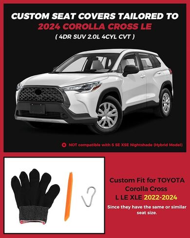 FREESOO for Toyota Corolla Cross Seat Covers L LE XLE 2022 2023 2024, Custom Car Seat Covers Full Set, Luxury Leather Seat Covers for SUV, Waterproof Car Seat Cover, Black Gray Not for Hybrid in Kuwait
