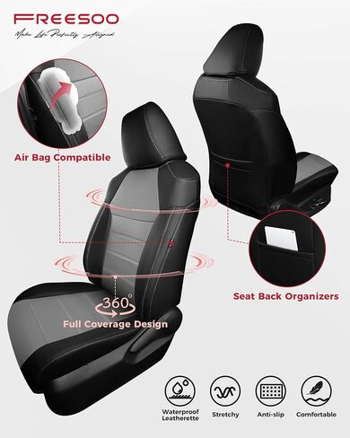 FREESOO for Toyota Corolla Cross Seat Covers L LE XLE 2022 2023 2024, Custom Car Seat Covers Full Set, Luxury Leather Seat Covers for SUV, Waterproof Car Seat Cover, Black Gray Not for Hybrid in Kuwait