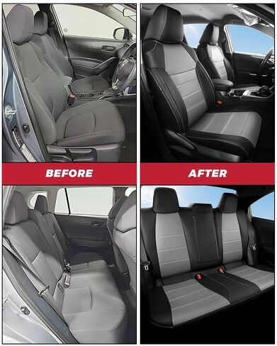 FREESOO for Toyota Corolla Cross Seat Covers L LE XLE 2022 2023 2024, Custom Car Seat Covers Full Set, Luxury Leather Seat Covers for SUV, Waterproof Car Seat Cover, Black Gray Not for Hybrid in Kuwait
