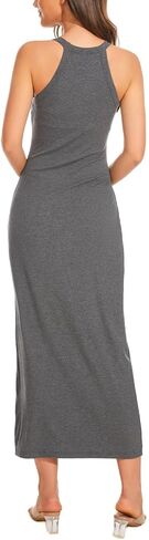 فستان ANYFITTING النسائي المدمج في حمالة الصدر مع رسن Bodycon ماكسي طويل مضلع بدون أكمام فساتين صالة غير رسمية in Kuwait