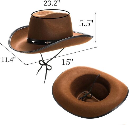 Hiceeden Cowboy Hat for Women, Western Cowboy Hat with Shapable Brim, Retro Western Hat Felt Cowgirl Hat for Adults, Men in Saudi Arabia