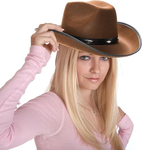 Hiceeden Cowboy Hat for Women, Western Cowboy Hat with Shapable Brim, Retro Western Hat Felt Cowgirl Hat for Adults, Men in Saudi Arabia