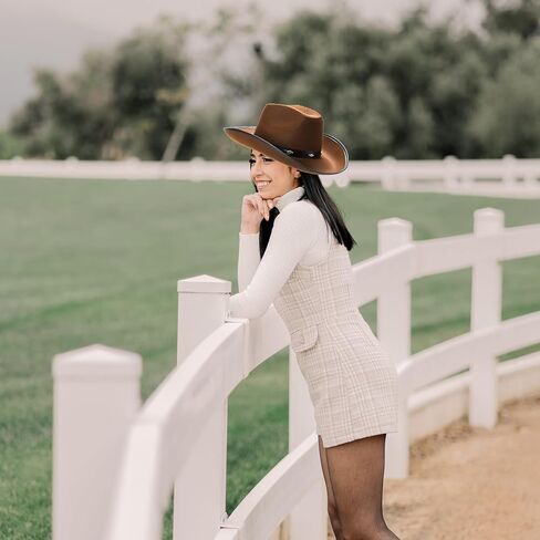 Hiceeden Cowboy Hat for Women, Western Cowboy Hat with Shapable Brim, Retro Western Hat Felt Cowgirl Hat for Adults, Men in Saudi Arabia