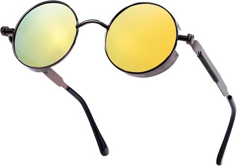 Retro Flip-Up Round Seampunk Sunglasses 90's Style Small Circle Flip Glasses with Double Lenses IF307 in Saudi Arabia