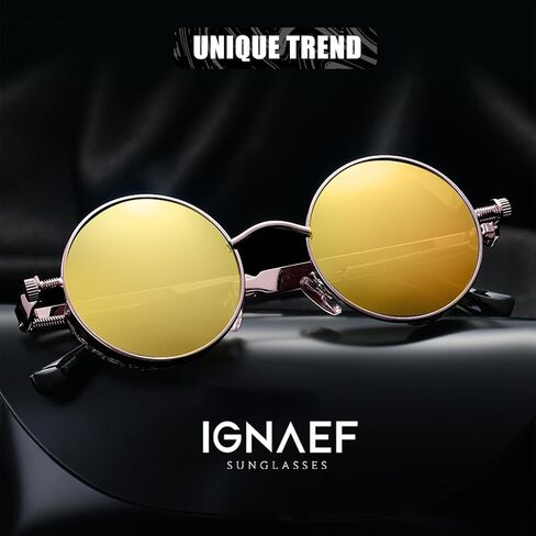 Retro Flip-Up Round Seampunk Sunglasses 90's Style Small Circle Flip Glasses with Double Lenses IF307 in Saudi Arabia