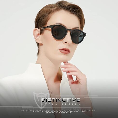 ATTCL Womens Round Classic Polarized Sunglasses for Women Retro Trendy UV400 Sunnies in Kuwait
