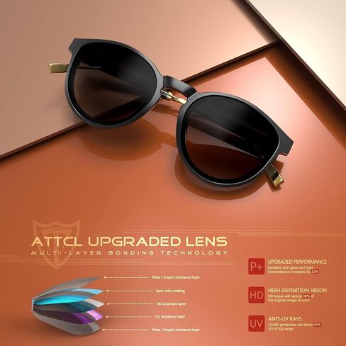 ATTCL Womens Round Classic Polarized Sunglasses for Women Retro Trendy UV400 Sunnies in Kuwait