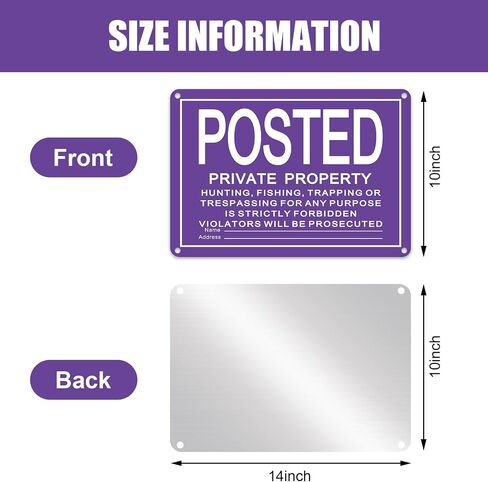 8 Pcs No Trespassing Signs Private Property Reflective Aluminum Posted Signs Metal No Hunting or Trespassing Signs for Warning No Hunting Fishing Trapping Indoor Outdoor Use, 10x7" (Yellow) in Saudi Arabia