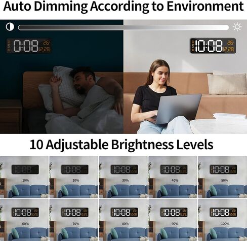 Digital Wall Clock with Remote Control, 16.2" Wall Clock with Large Display, LED Digital Clock for Classroom, Livingroom, Auto-Dimming & Coloured Second Hand, DST, Temperature, Wall decor (Colorful) in Saudi Arabia