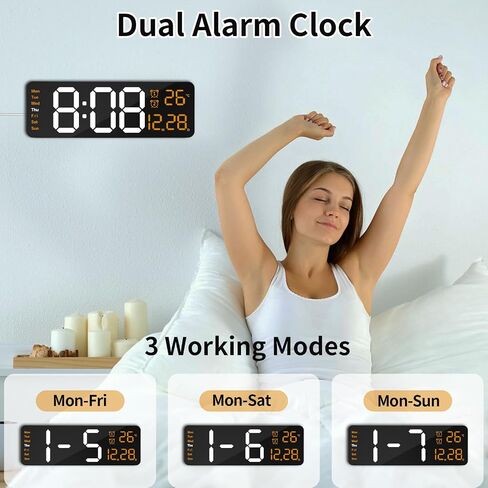 Digital Wall Clock with Remote Control, 16.2" Wall Clock with Large Display, LED Digital Clock for Classroom, Livingroom, Auto-Dimming & Coloured Second Hand, DST, Temperature, Wall decor (Colorful) in Saudi Arabia