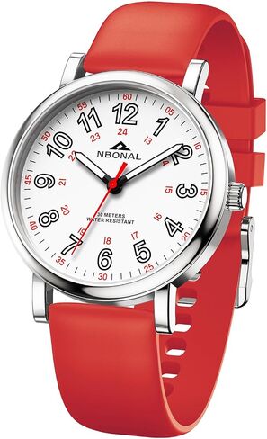 NBONAL Nurse Watch for Medical Doctor Professionals Student Easy Read Dial with Luminous 24 Hours Red Second Soft Silicone Band 30M Waterproof in Kuwait