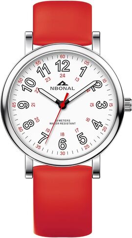 NBONAL Nurse Watch for Medical Doctor Professionals Student Easy Read Dial with Luminous 24 Hours Red Second Soft Silicone Band 30M Waterproof in Kuwait