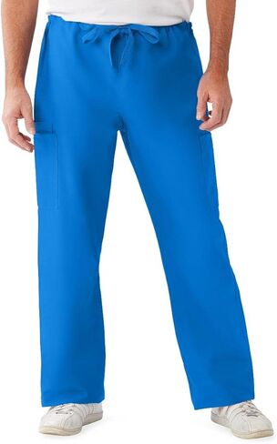 Medline 950DKWML-CM ComfortEase Unisex Non-Reversible Cargo Scrub Pant with Drawstring Waist, Tall Inseam, Black, Medium in Saudi Arabia