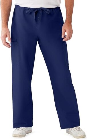 Medline 950DKWML-CM ComfortEase Unisex Non-Reversible Cargo Scrub Pant with Drawstring Waist, Tall Inseam, Black, Medium in Saudi Arabia