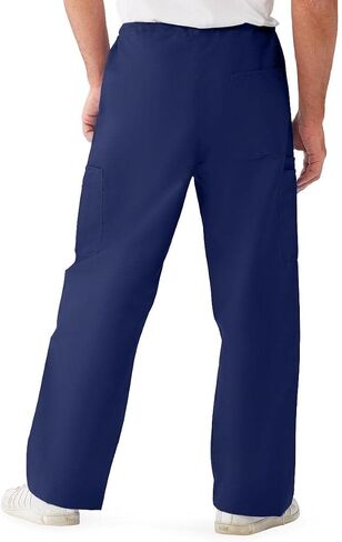 Medline 950DKWML-CM ComfortEase Unisex Non-Reversible Cargo Scrub Pant with Drawstring Waist, Tall Inseam, Black, Medium in Saudi Arabia