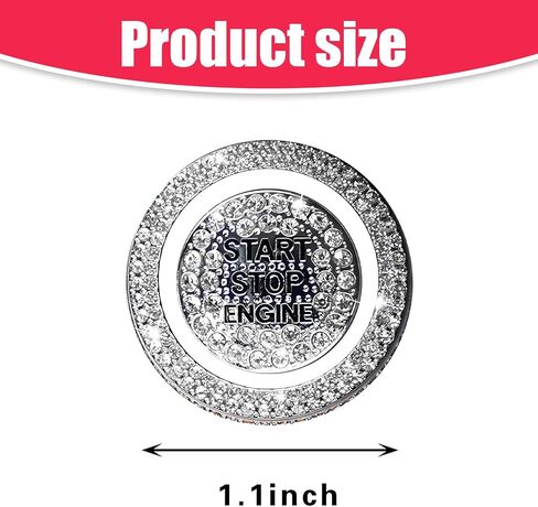 Pack-2 ملصقات لأزرار تشغيل محرك حجر الراين الكريستالي اللامع للسيارة، ملصق غطاء زر التشغيل بالضغط، ملحقات سيارة لامعة لطيفة، ملحقات داخلية للسيارة لامعة للنساء (متعددة الألوان) in Kuwait