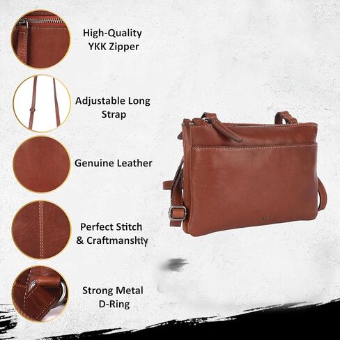 9 inch Genuine Leather Crossbody Sling Bags for Women, Trendy Casual Office Bag with Adjustable Strap in Kuwait